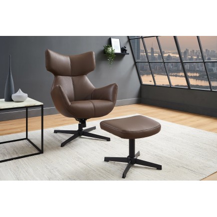 Fauteuil VOGUE pivotant 360° simili-cuir brun