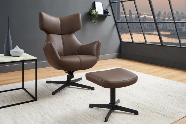 Fauteuil VOGUE pivotant 360° simili-cuir brun