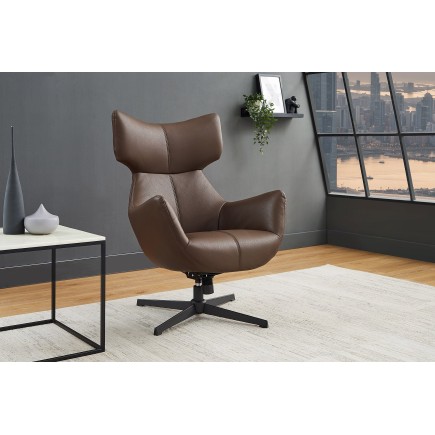 Fauteuil VOGUE pivotant 360° simili-cuir brun 2