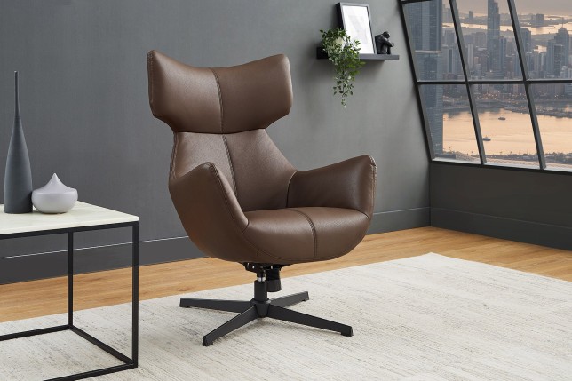 Fauteuil VOGUE pivotant 360° simili-cuir brun