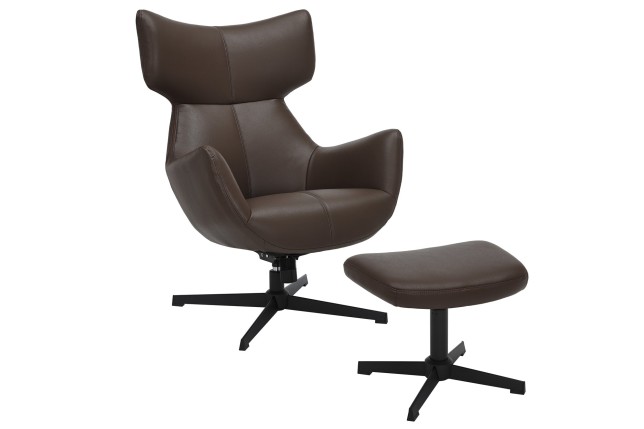 Fauteuil VOGUE pivotant 360° simili-cuir brun