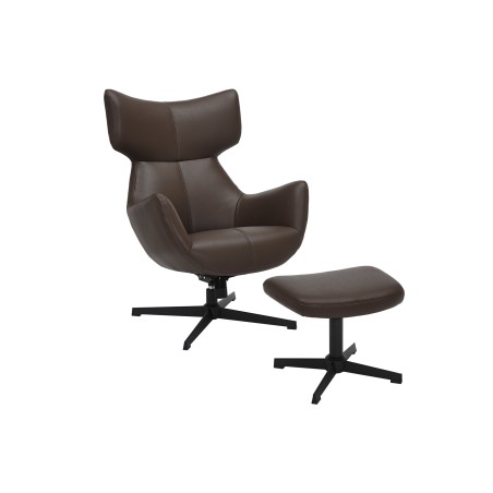 Fauteuil VOGUE pivotant 360° simili-cuir brun