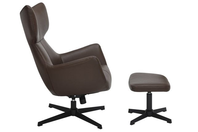 Fauteuil VOGUE pivotant 360° simili-cuir brun