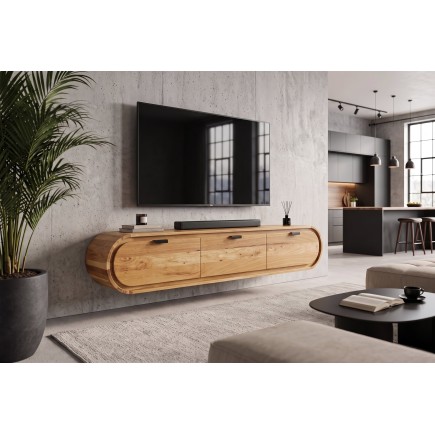 Meuble TV suspendu ORGANIC 160cm acacia massif naturel
