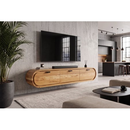 Meuble TV suspendu ORGANIC 160cm acacia massif naturel