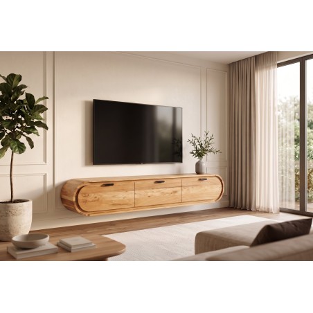 Meuble TV suspendu ORGANIC 160cm acacia massif naturel