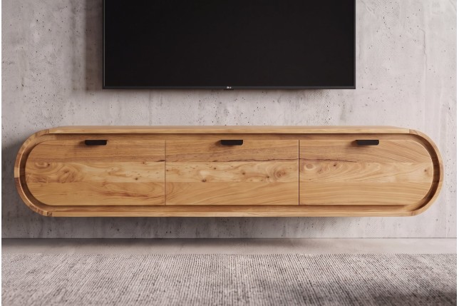 Meuble TV suspendu ORGANIC 160cm acacia massif naturel