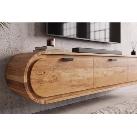 Meuble TV suspendu ORGANIC 160cm acacia massif naturel