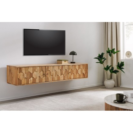 Meuble TV suspendu MYSTIC LIVING 160cm acacia massif
