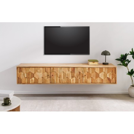 Meuble TV suspendu MYSTIC LIVING 160cm acacia massif