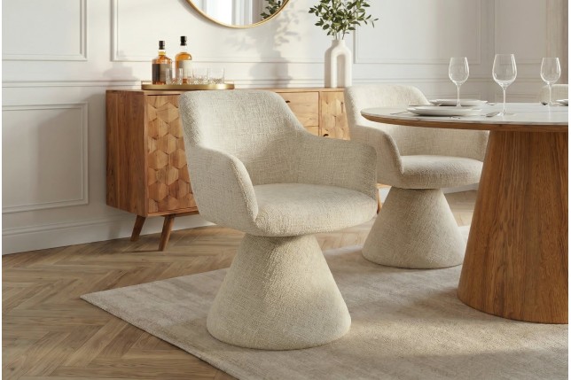 Fauteuil pivotant AMBIENTO chenille beige 180°