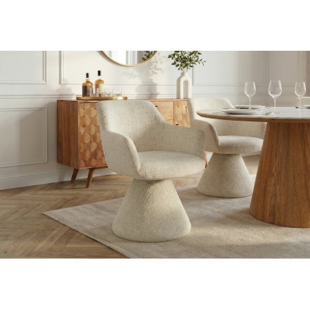 Fauteuil pivotant AMBIENTO chenille beige 180°