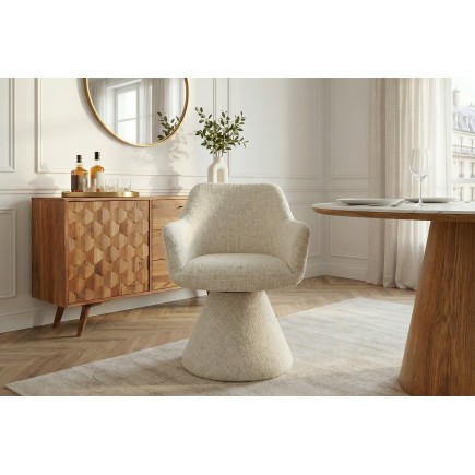 Fauteuil pivotant AMBIENTO chenille beige 180° 2