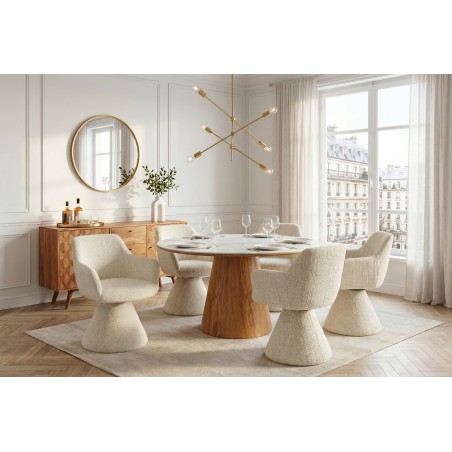 Fauteuil pivotant AMBIENTO chenille beige 180°