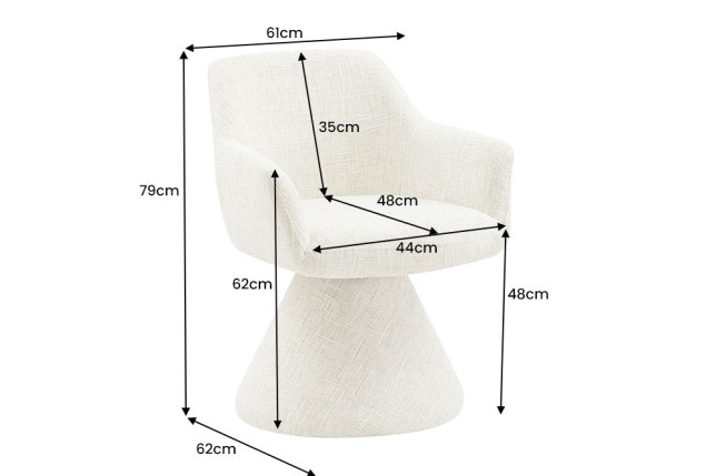 Fauteuil pivotant AMBIENTO chenille beige 180°