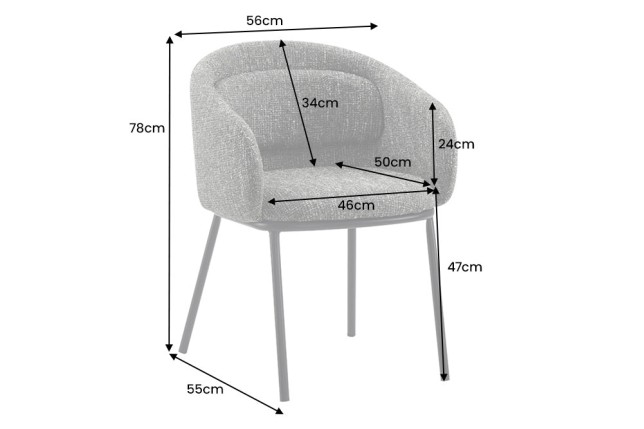 Chaise FLORENZ accoudoirs tissu beige brun, pieds métal noir