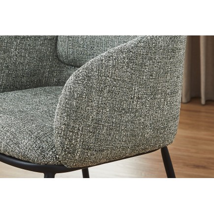 Chaise FLORENZ tissu vert foncé et métal noir - accoudoirs 2