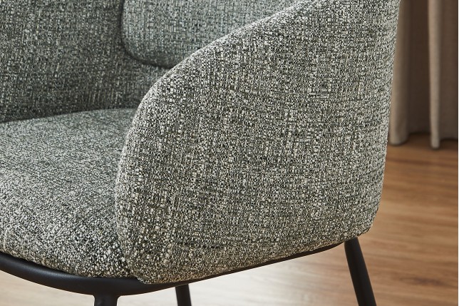 Chaise FLORENZ tissu vert foncé et métal noir - accoudoirs