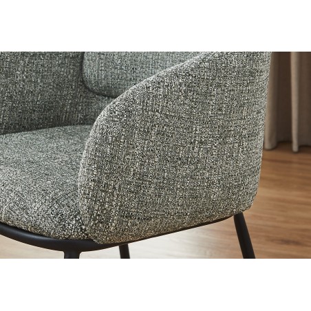 Chaise FLORENZ tissu vert foncé et métal noir - accoudoirs