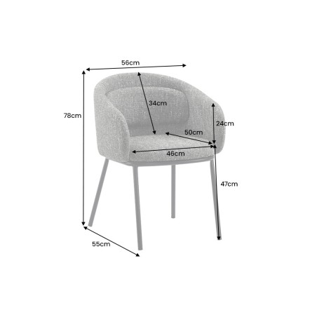 Chaise FLORENZ tissu vert foncé et métal noir - accoudoirs