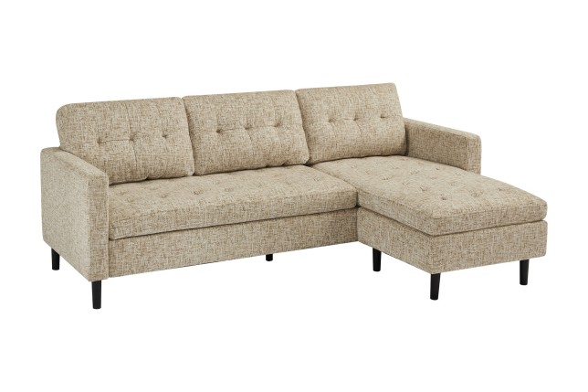 Canapé d'angle STOCKHOLM 220cm tissu beige - 3 places