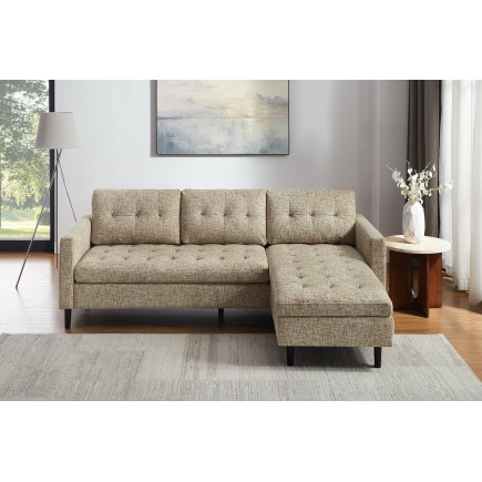 Canapé d'angle STOCKHOLM 220cm 3 places tissu texturé beige 2