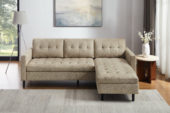 Canapé d'angle STOCKHOLM 220cm tissu beige - 3 places