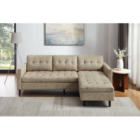 Canapé d'angle STOCKHOLM 220cm tissu beige - 3 places