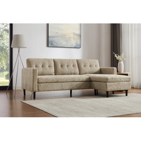 Canapé d'angle STOCKHOLM 220cm tissu beige - 3 places