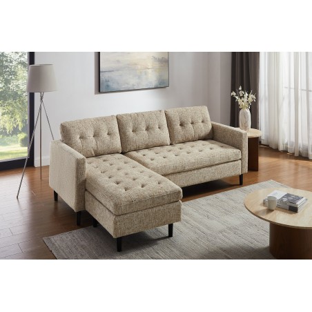 Canapé d'angle STOCKHOLM 220cm tissu beige - 3 places