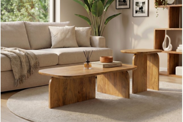 et 2 Tables Basses Gatsby Manguier Brun | Elsines