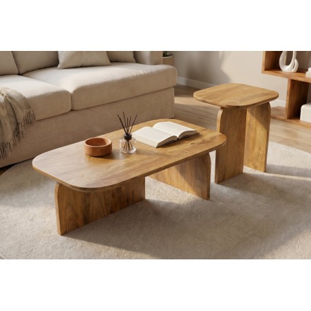 et 2 Tables Basses Gatsby Manguier Brun | Elsines