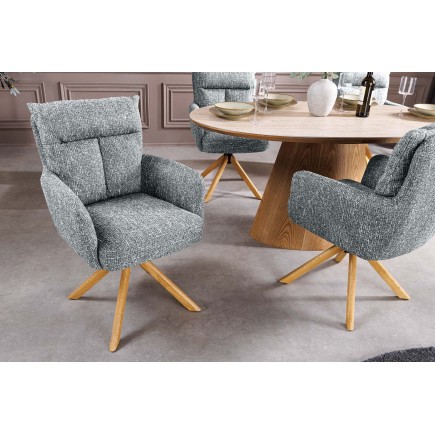 Fauteuil pivotant BIG GEORGE vert & chêne 360°