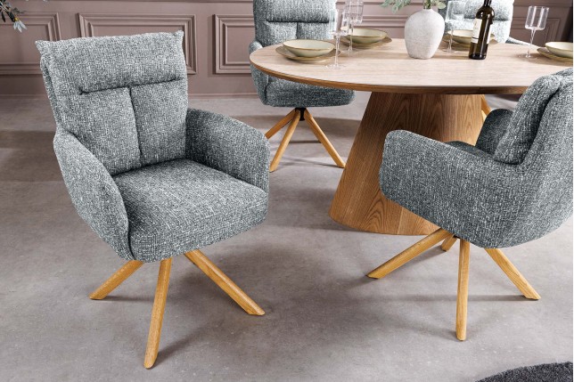 Fauteuil pivotant BIG GEORGE vert & chêne 360°