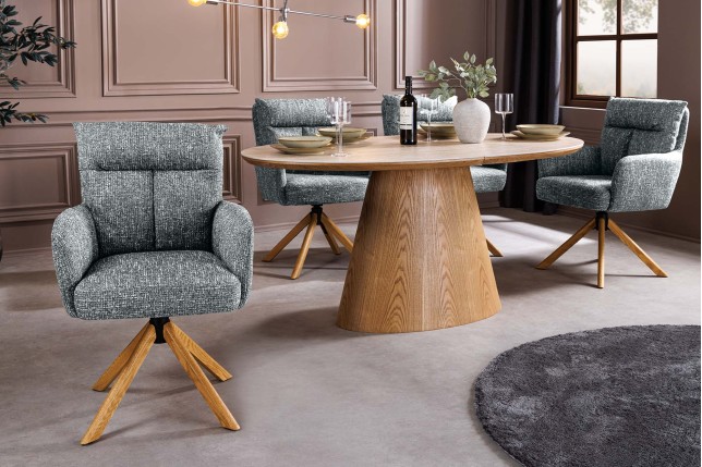 Fauteuil pivotant BIG GEORGE vert & chêne 360°