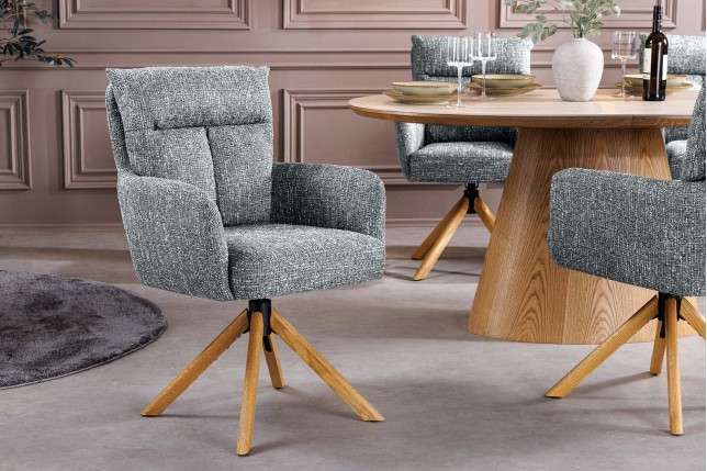 Fauteuil pivotant BIG GEORGE vert & chêne 360°