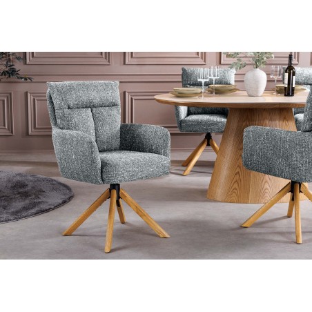 Fauteuil pivotant BIG GEORGE vert & chêne 360°