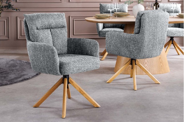 Fauteuil pivotant BIG GEORGE vert & chêne 360°