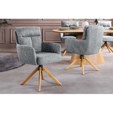Fauteuil pivotant BIG GEORGE vert & chêne 360°