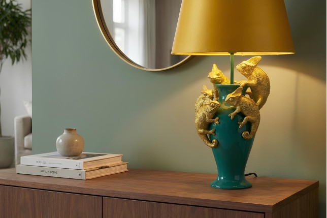 Lampe de table CHAMELEON 55cm vert, or, jaune | Polyrésine