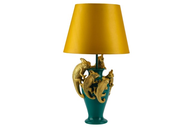 Lampe de table CHAMELEON 55cm vert, or, jaune | Polyrésine