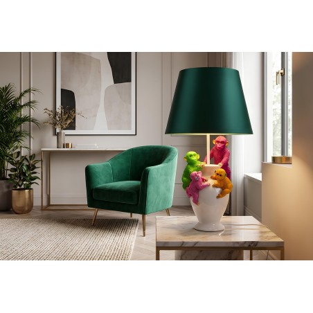 Lampe de table MONKEY 55cm polyrésine blanc vert