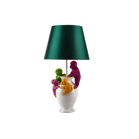 Lampe de table MONKEY 55cm polyrésine blanc vert