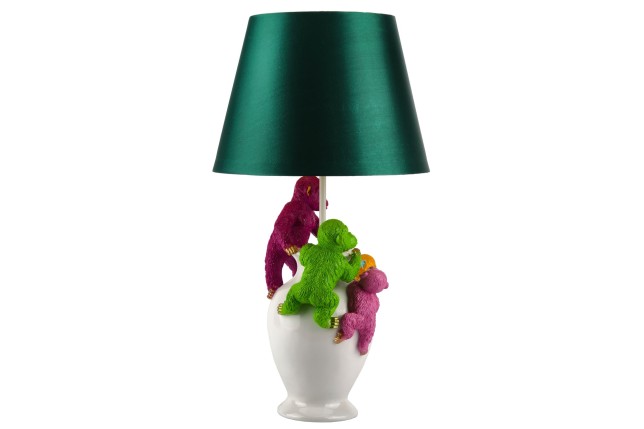 Lampe de table MONKEY 55cm polyrésine blanc vert