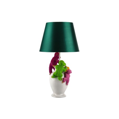 Lampe de table MONKEY 55cm polyrésine blanc vert