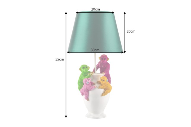 Lampe de table MONKEY 55cm polyrésine blanc vert