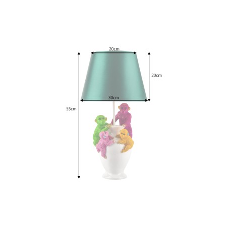 Lampe de table MONKEY 55cm polyrésine blanc vert