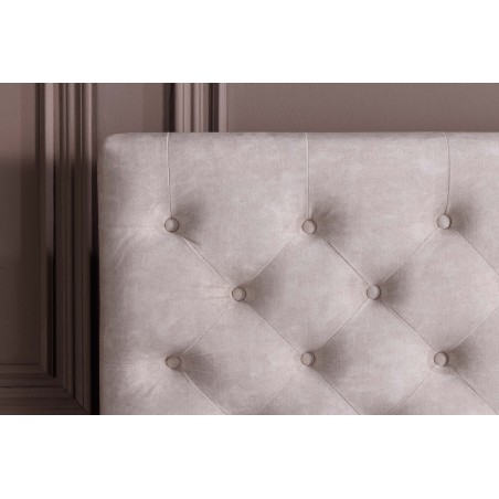 Lit PARIS 160x200 Chesterfield velours champagne beige rangement