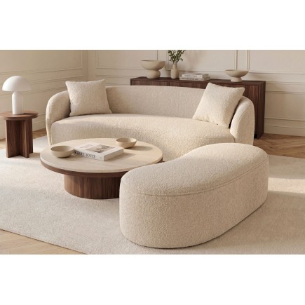 Banc coffre ELEMENTAL 120cm bouclé beige avec rangement 2