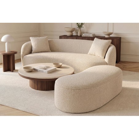 Banc coffre ELEMENTAL 120cm bouclé beige avec rangement